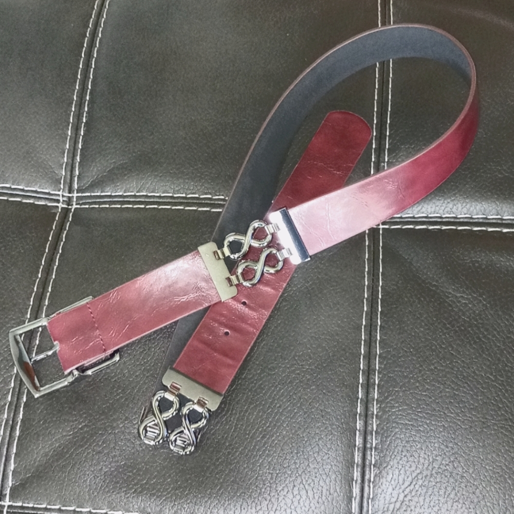Chinese Laundry Silver and Burgundy Belt